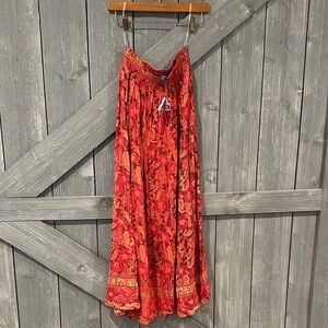 Angie Red crimson Floral Maxi Skirt